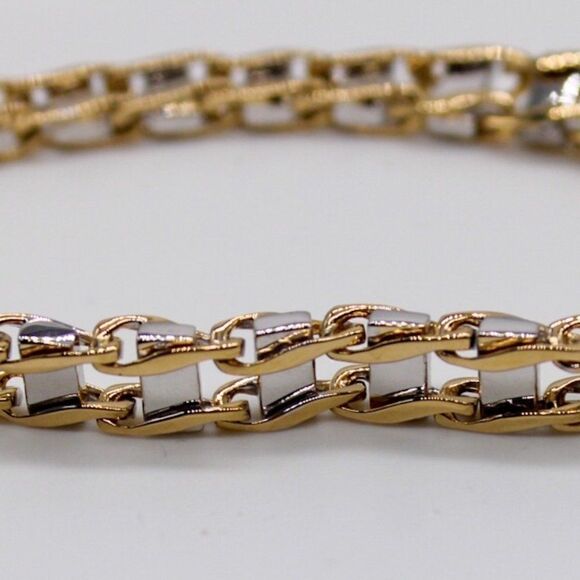 14K Two-Tone 8.5" Fancy Link Men’s Bracelet – 7.5mm, 34.1g, Hand-Polished - Picture 8 of 16